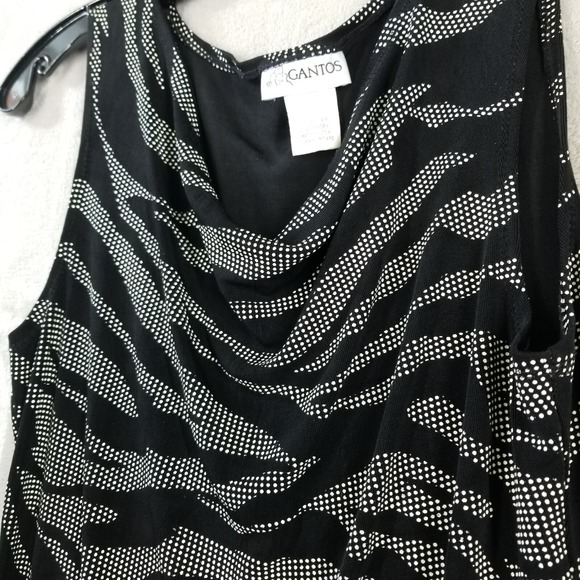Vtg Tank Top Women S Zebra Print Draped Neckline Sleeveless Stretch Mob Wife USA - Picture 2 of 6